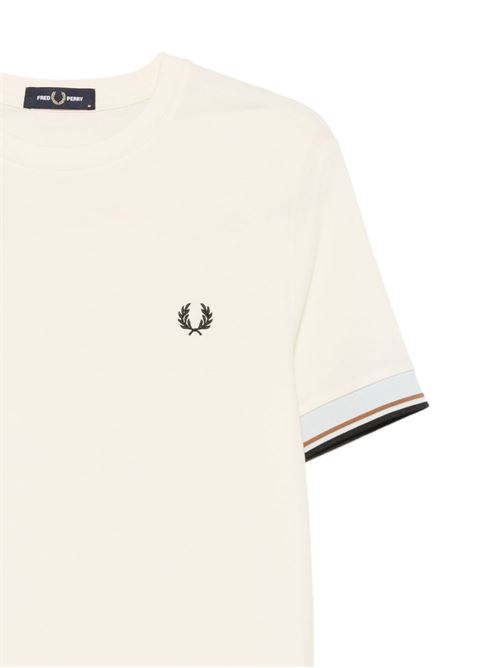 T-shirt uomo Fred Perry panna e celeste in piqué con bordino manica FRED PERRY | M239691B